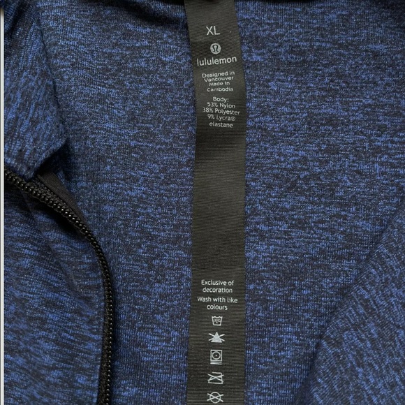 Lululemon Mens 1/2 Zip Surge Warm Heathered Cerulean Blue/Black Sz XL - Picture 6 of 6